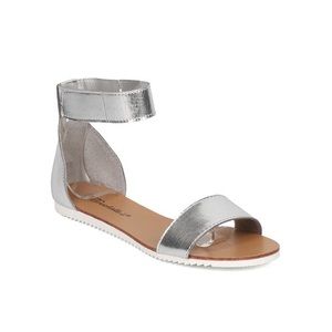 Breckelle’s Joy 23 Silver Sandals - Ankle Strap with Buckle